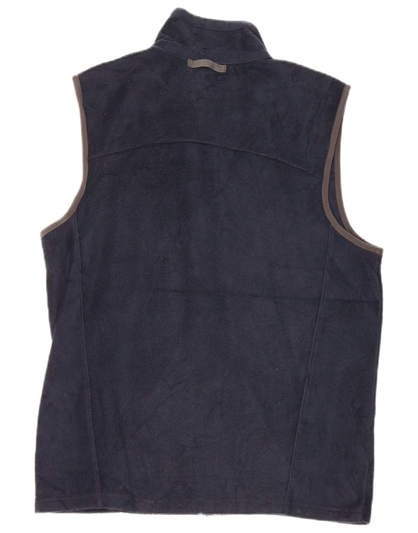 EDDIE BAUER Mens Fleece Gilet UK 36 Small Navy Blue Polyester