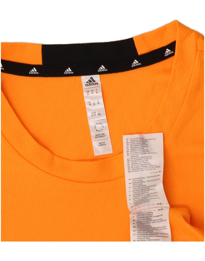 ADIDAS Mens T-Shirt Top XL Orange Polyester Vintage Adidas and Second-Hand Adidas from Messina Hembry 