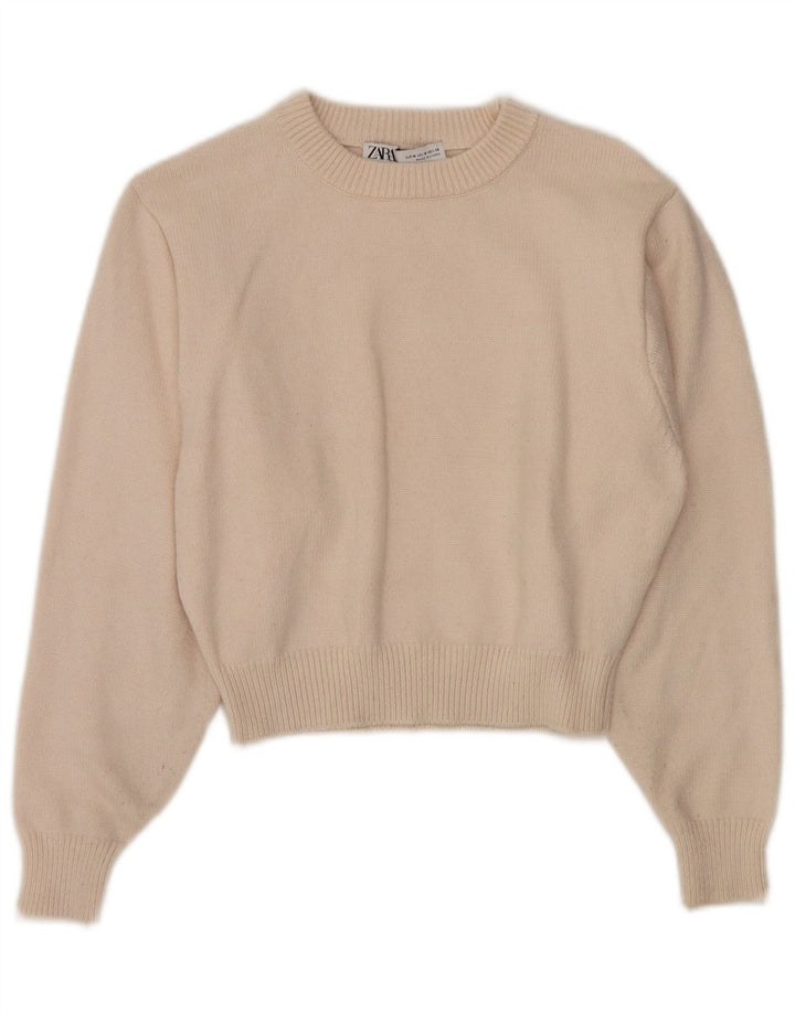 Zara ženski pulover s okruglim izrezom UK 12 srednje svijetlo bijela viskoza