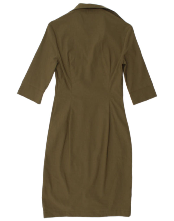 Zara ženska haljina košulja 3/4 rukava EU 34 2XS kaki rajon