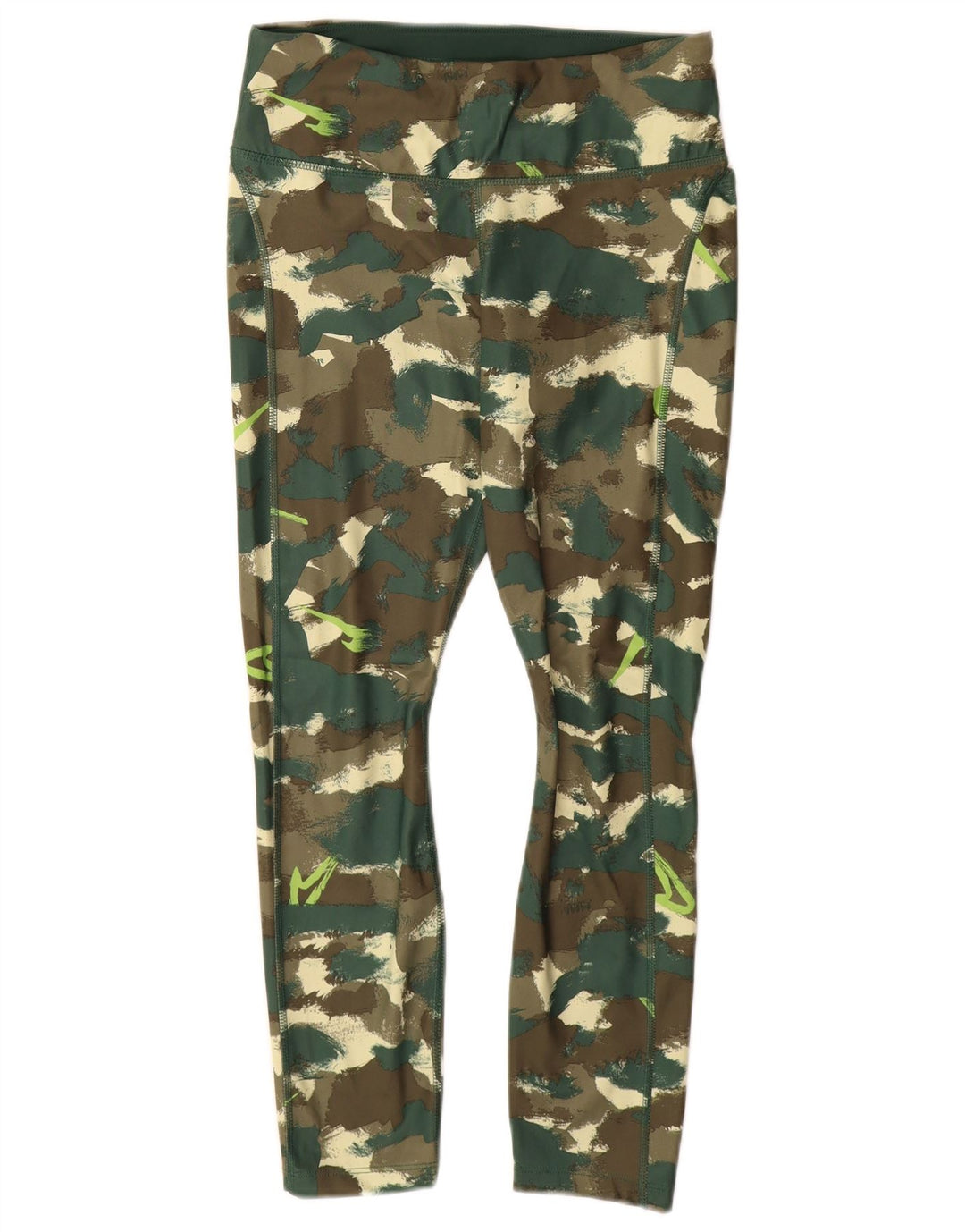 NIKE Ženske Dri Fit Leggings UK 12 Medium Green Camouflage Poliester