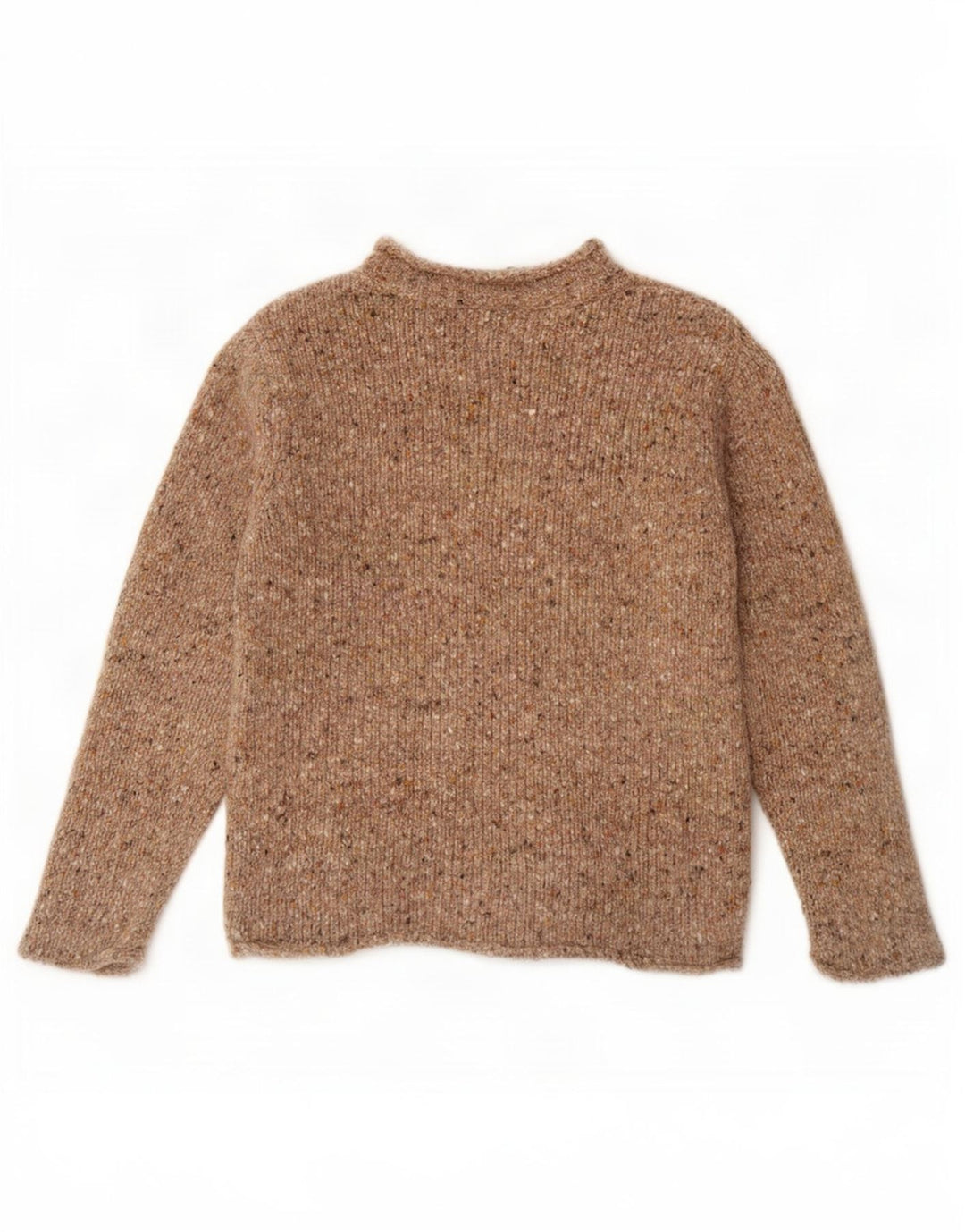 Aran ženski veliki džemper s kornjačastim ovratnikom UK 10 Small Beige Flecked
