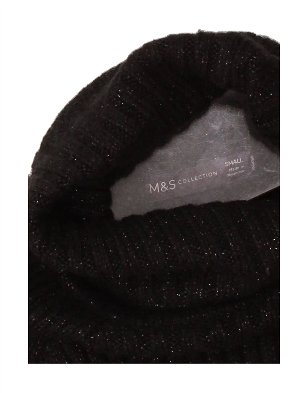 MARKS & SPENCER Womens Roll Neck Jumper Sweater UK 10 Small Black Flecked Vintage Marks & Spencer and Second-Hand Marks & Spencer from Messina Hembry 