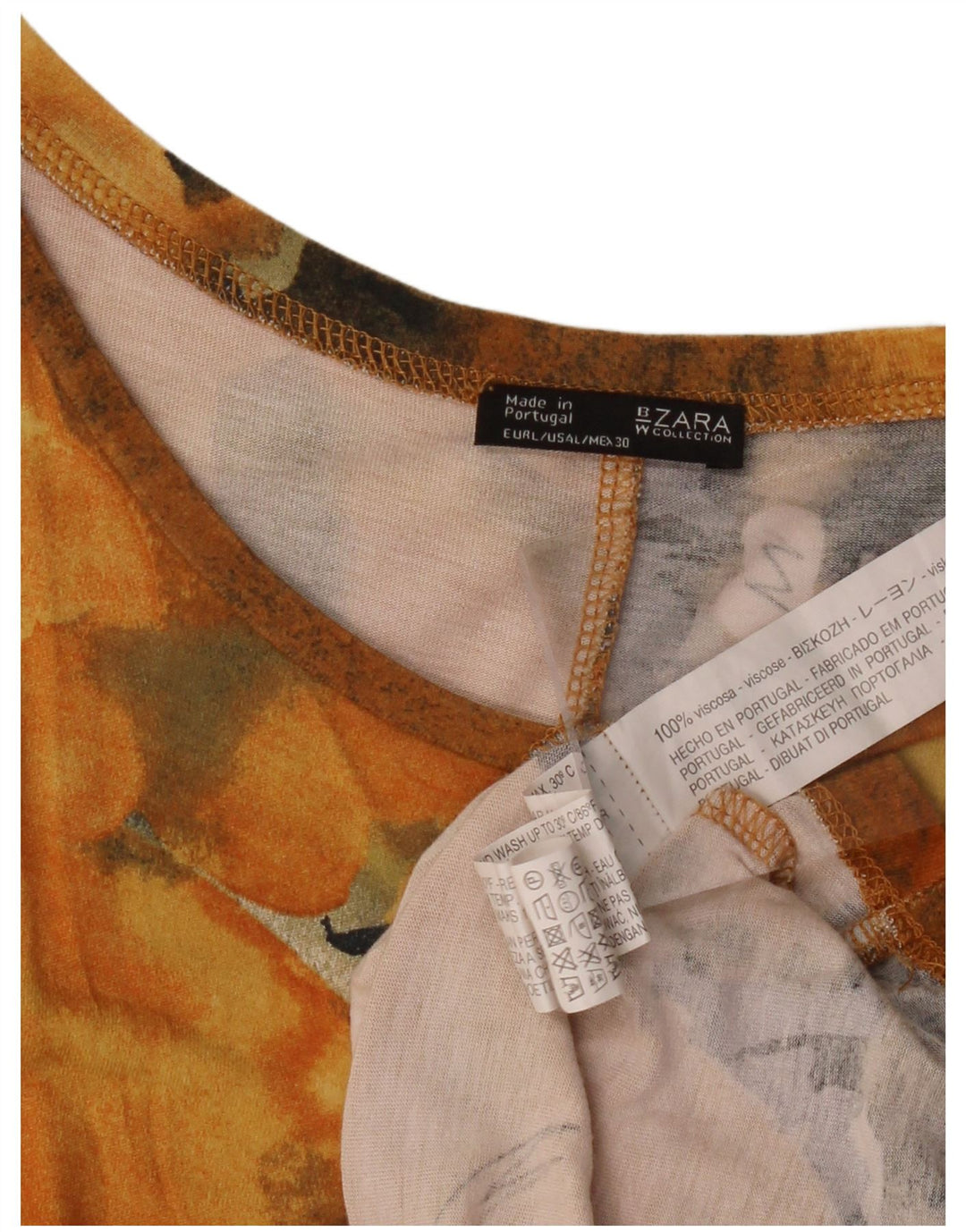 ZARA Ženska majica kratkih rukava s grafičkim motivima UK 16 Velika narančasta Tie Dye viskoza