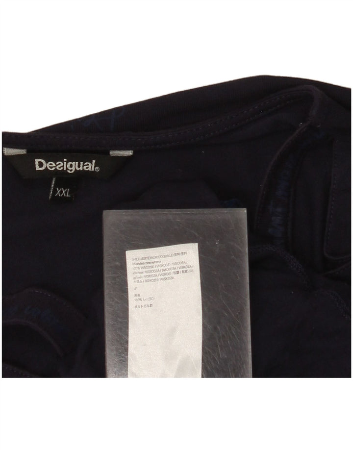 DESIGUAL Ženski top s 3/4 rukavima UK 20 2XL tamnoplava cvjetna viskoza
