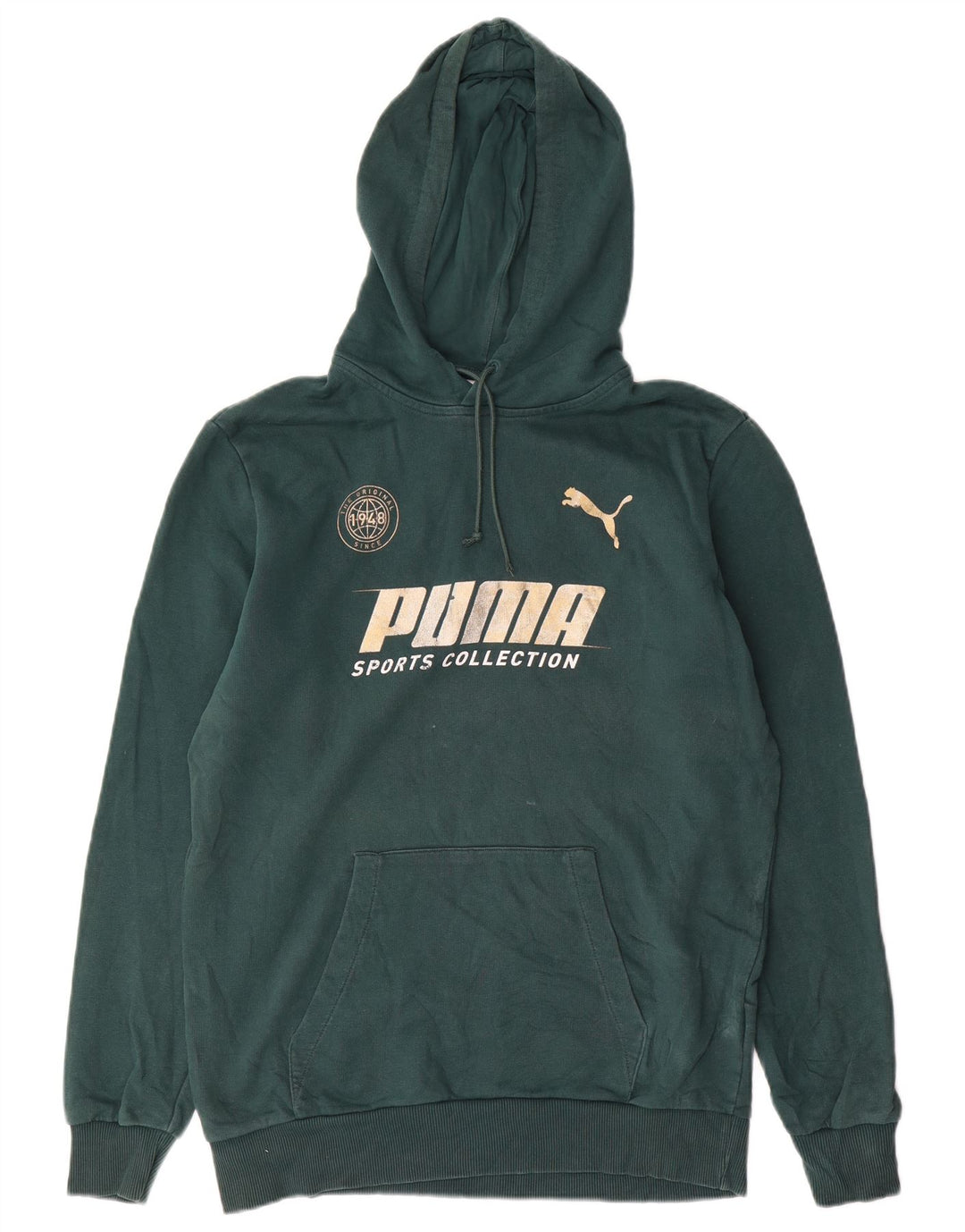 Puma muška majica s kapuljačom s kapuljačom, srednji zeleni pamuk