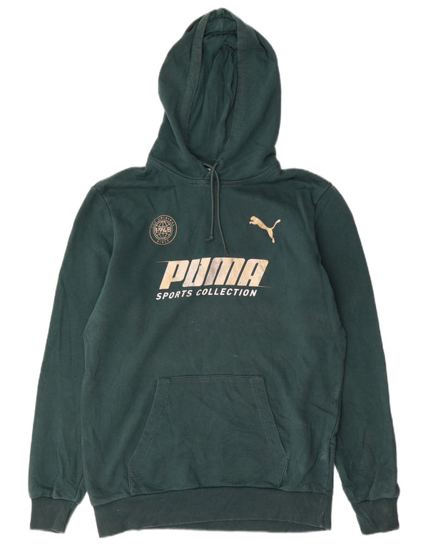 Puma muška majica s kapuljačom s kapuljačom, srednji zeleni pamuk