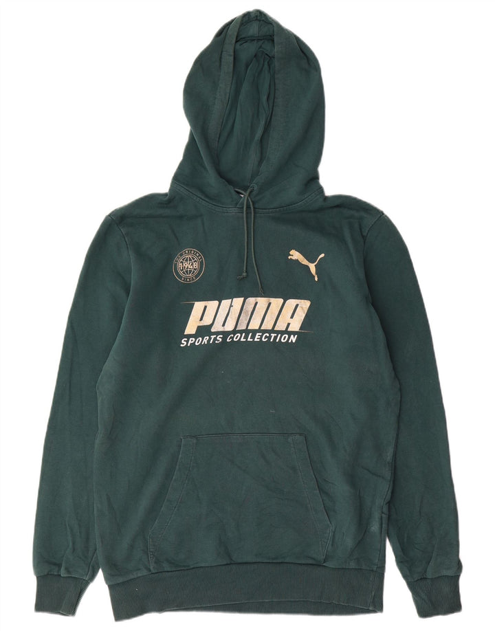 Puma muška majica s kapuljačom s kapuljačom, srednji zeleni pamuk