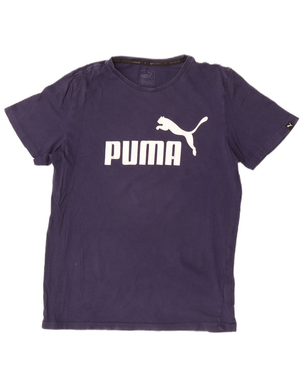 Puma Boys Graphic T-Shirt Top 15-16 Years Navy Blue Pamuk