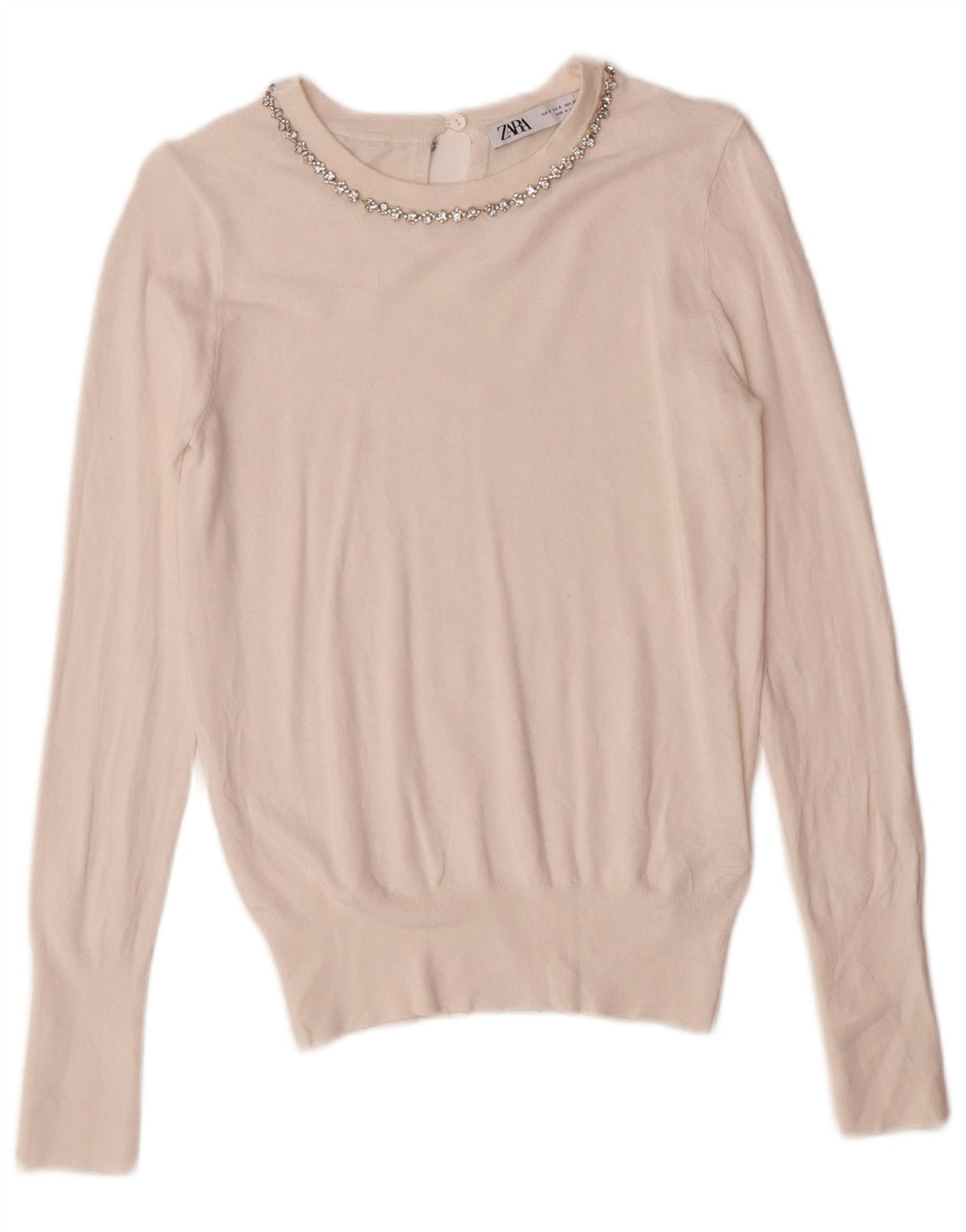 Zara ženski džemper s veznim izrezom UK 10 Small off white viskoza