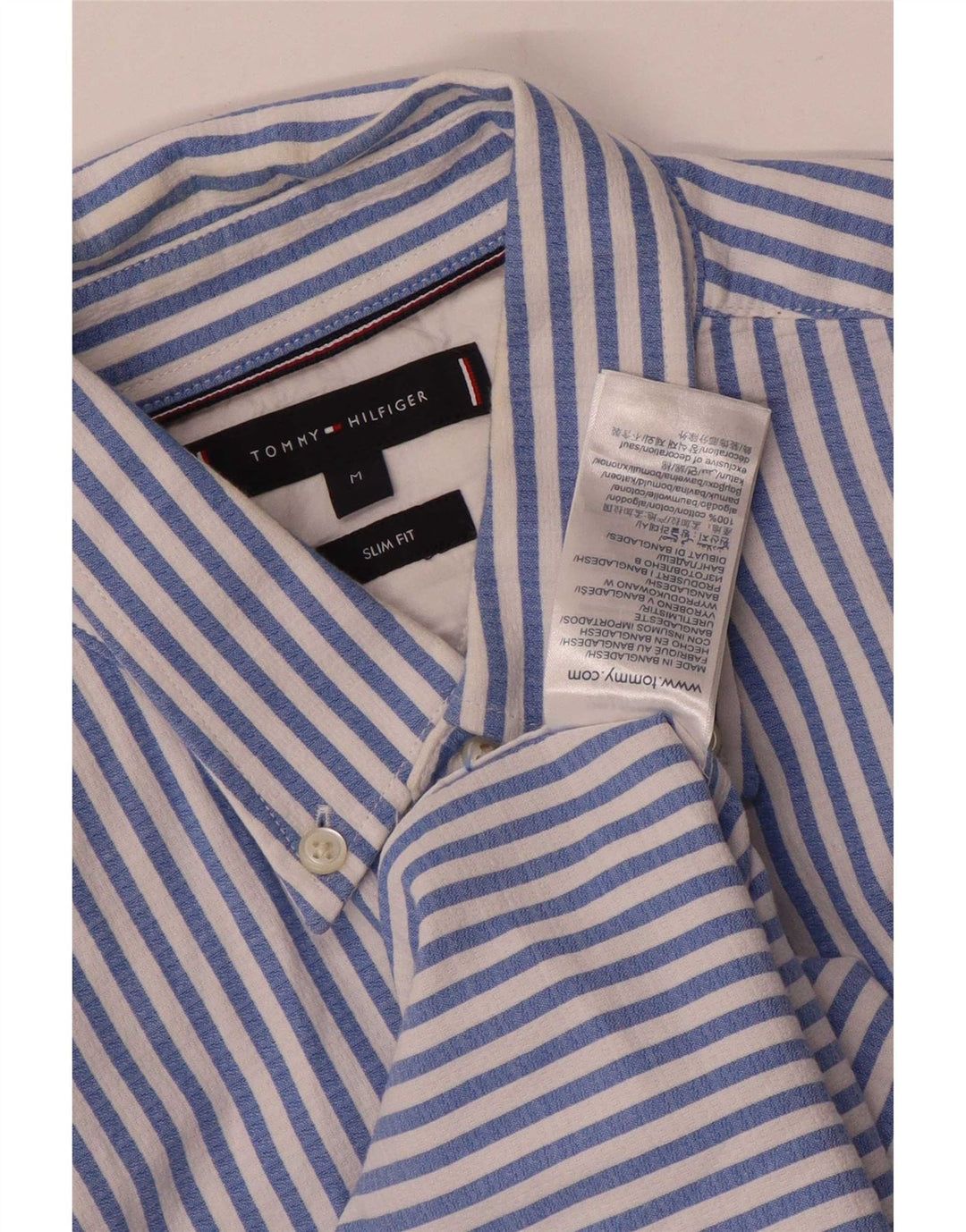 Tommy Hilfiger muška uska košulja srednje plave pruge, pamuk