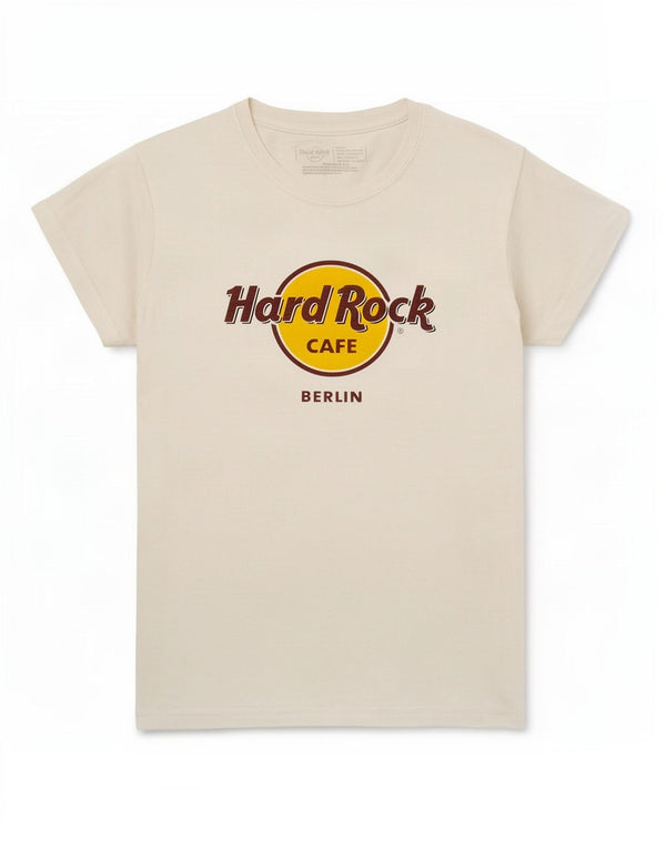 Ženska majica kratkih rukava Hard Rock Cafe Berlin Graphic Top UK 10 Mali bijeli pamuk
