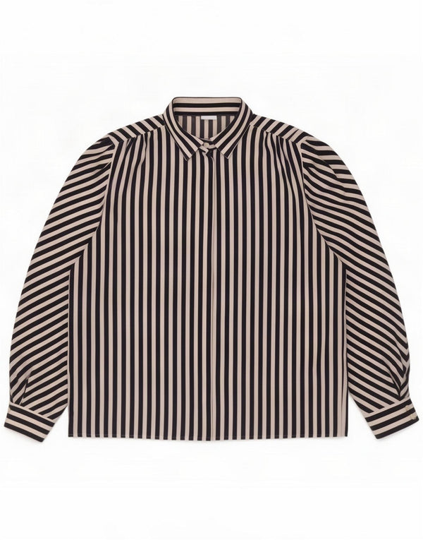 Vintage Womens Oversized Shirt Blouse EU 48 2XL Navy Blue Pinstripe
