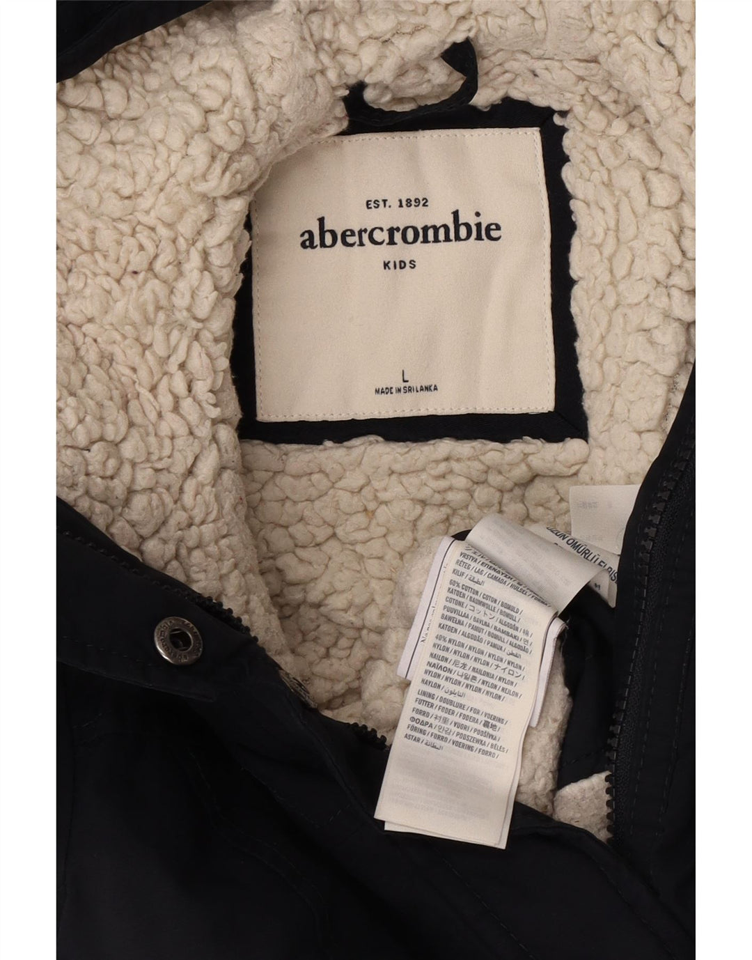 ABERCROMBIE & FITCH Bomber jakna s kapuljačom za djevojčice 11-12 godina velika tamnoplava