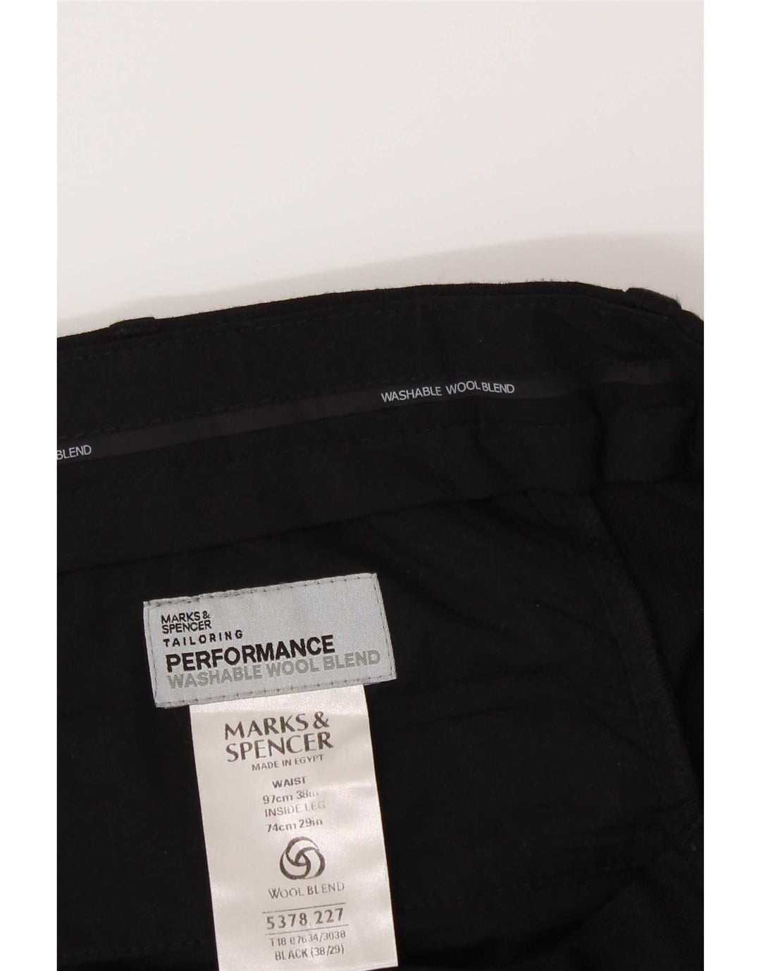 Marks & Spencer muške hlače s štipaljkama W38 L29 crni poliester