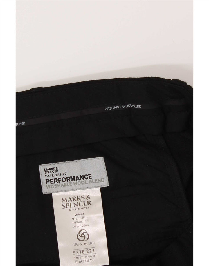 Marks & Spencer muške hlače s štipaljkama W38 L29 crni poliester