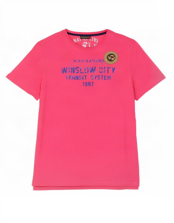 Napapijri Mens Graphic T-Shirt Top Large Pink