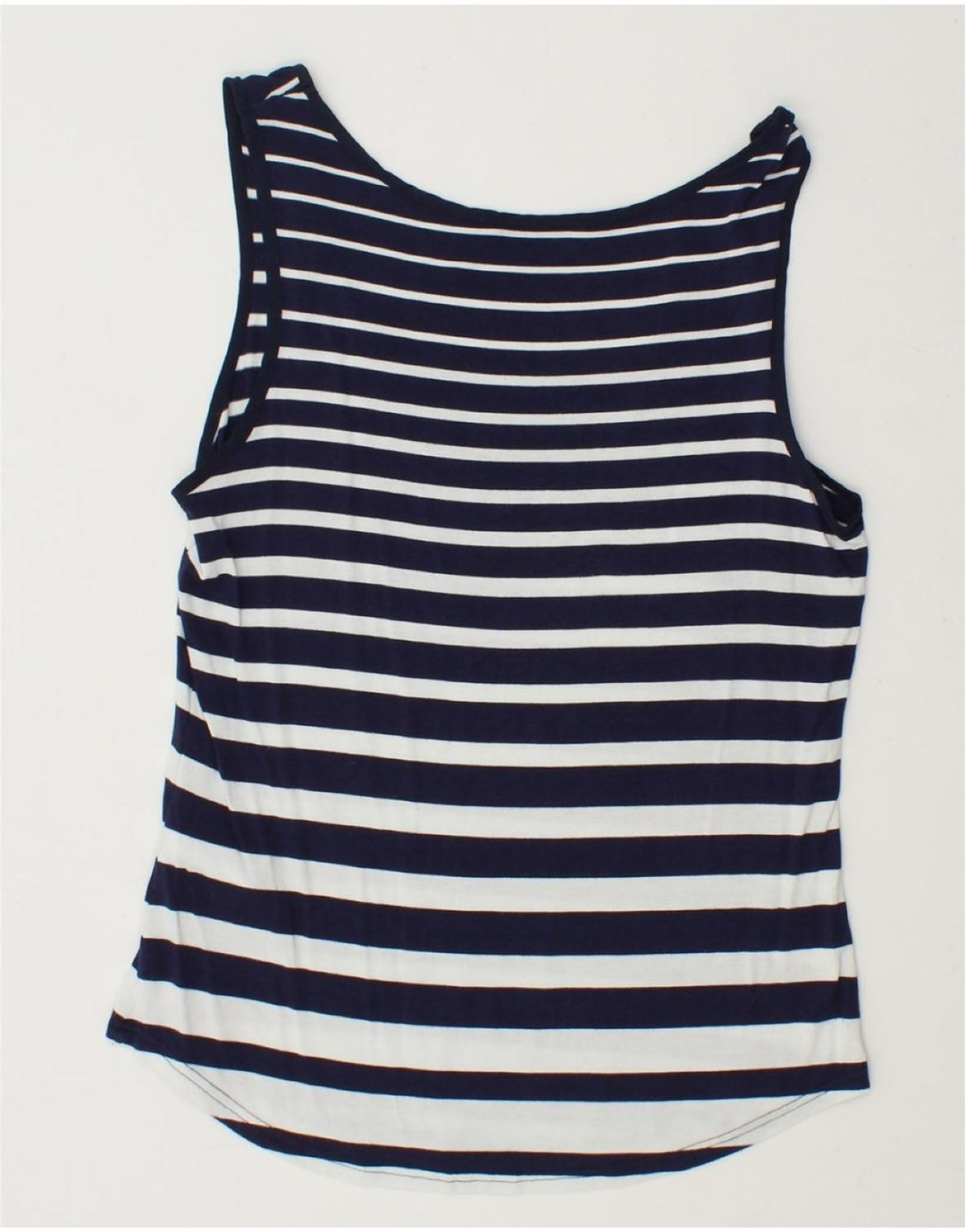 OASIS Womens Vest Top UK 10 Small Navy Blue Striped Viscose Vintage Oasis and Second-Hand Oasis from Messina Hembry 