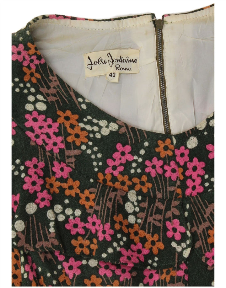 Vintage ženska maksi haljina IT 42 srednje zelene cvjetne boje