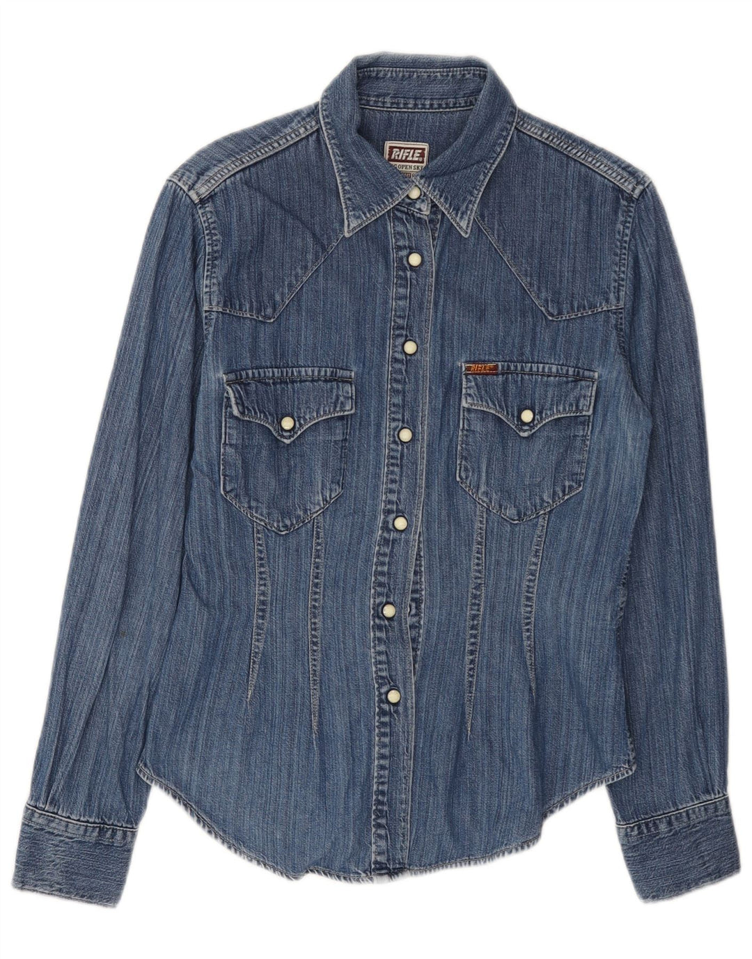 RIFLE Ženska traper košulja UK 10 Mala plava pamuk