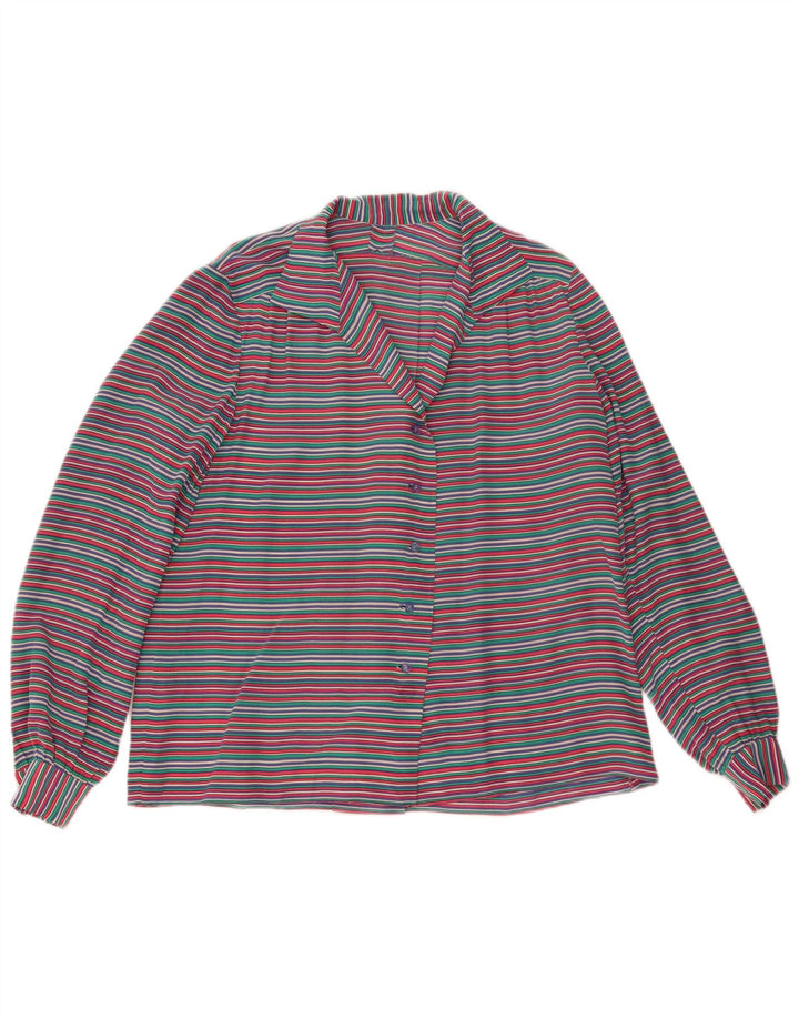 Vintage ženska košulja bluza UK 14 velike raznobojne pruge
