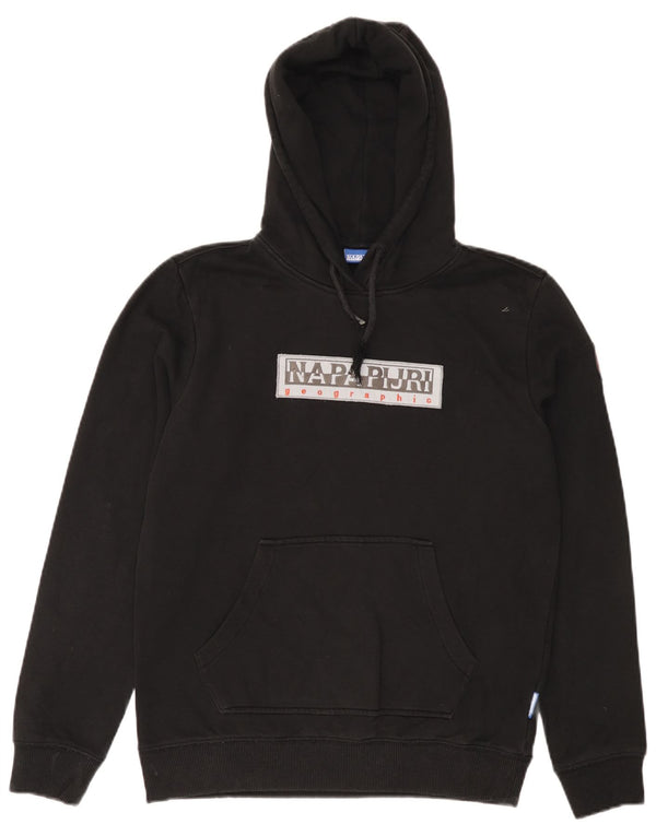 NAPAPIJRI Muška majica s kapuljačom Geographic Graphic Mali crni pamuk