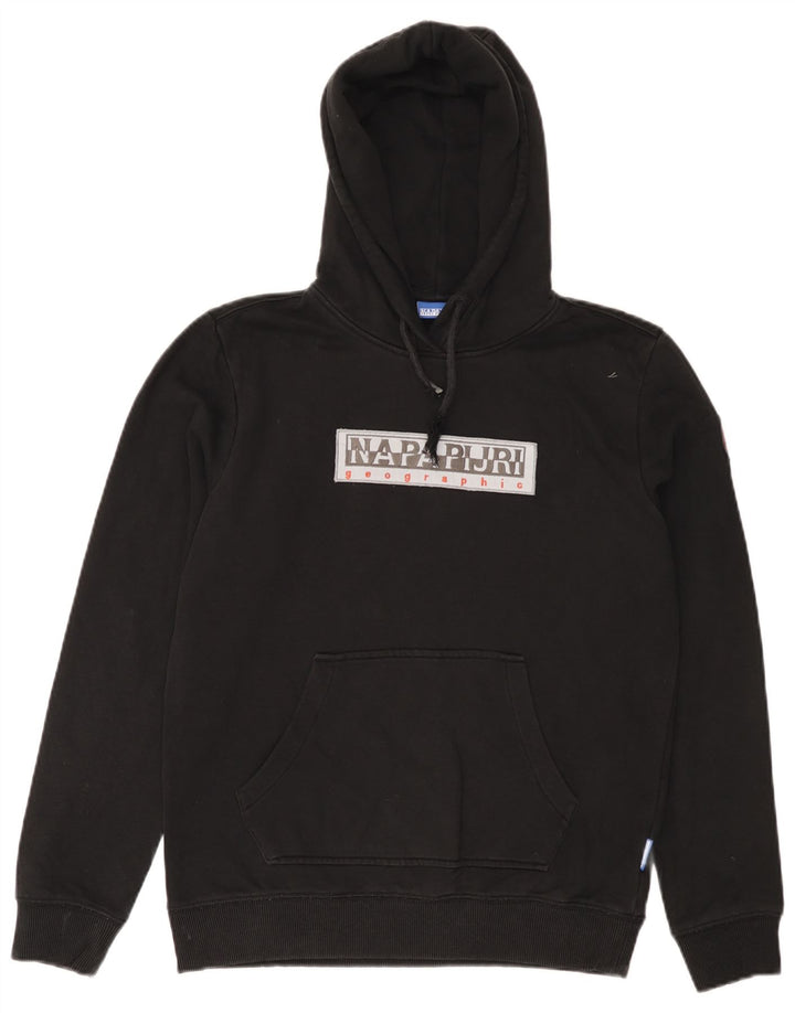 NAPAPIJRI Muška majica s kapuljačom Geographic Graphic Mali crni pamuk