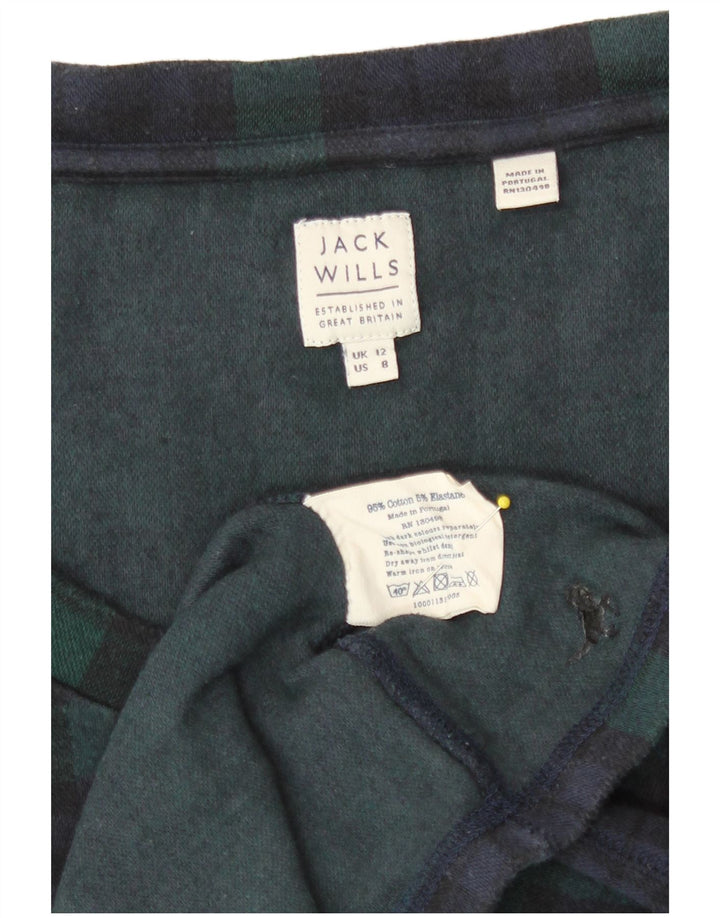 Jack Wills Ženska majica dugih rukava UK 12 Srednje zelena karirana pamuk