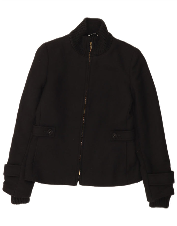 Vintage ženska bomber jakna UK 10 Mala crna vunena