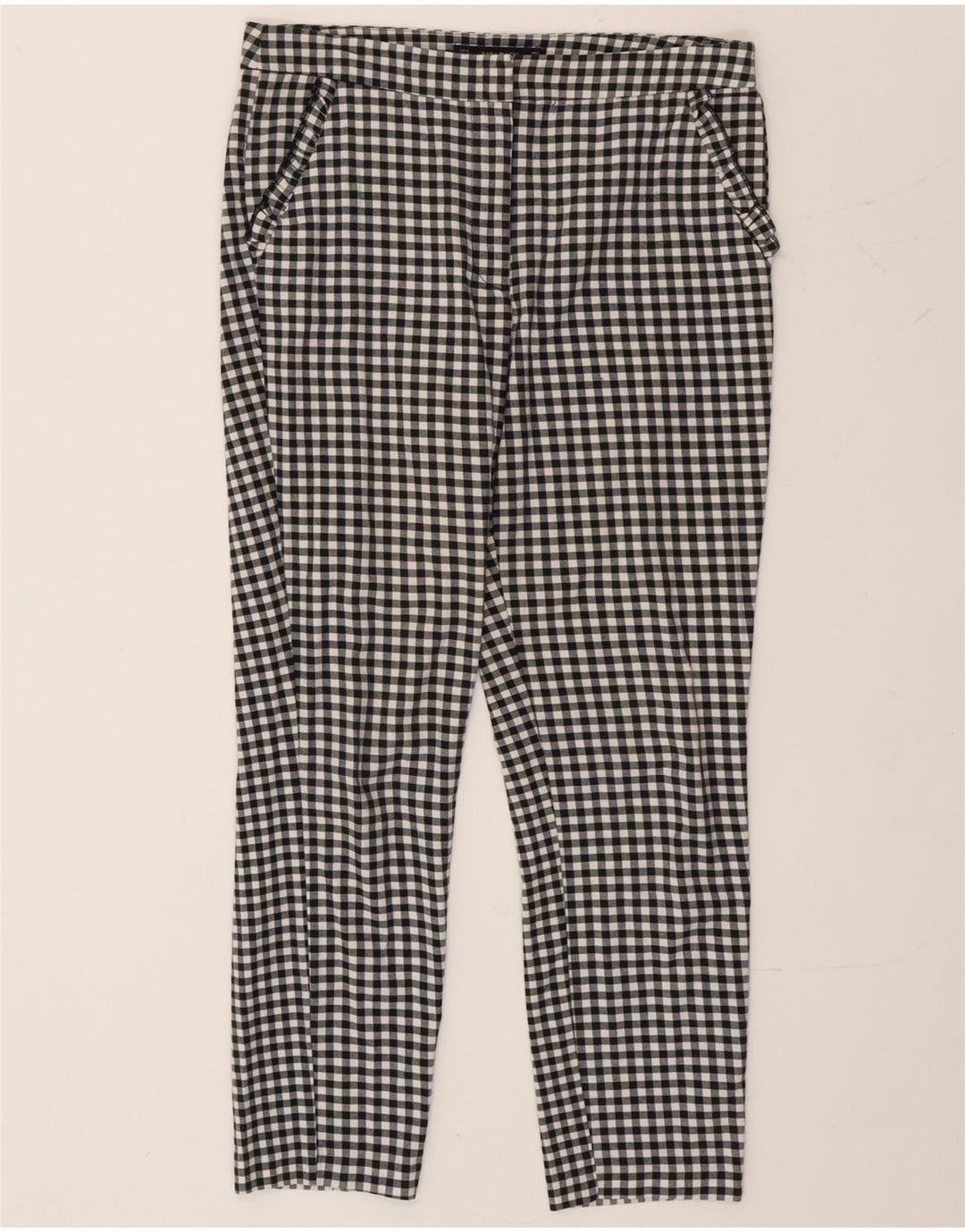 Zara ženske uske chino hlače srednje veličine W30 L26 crni gingham