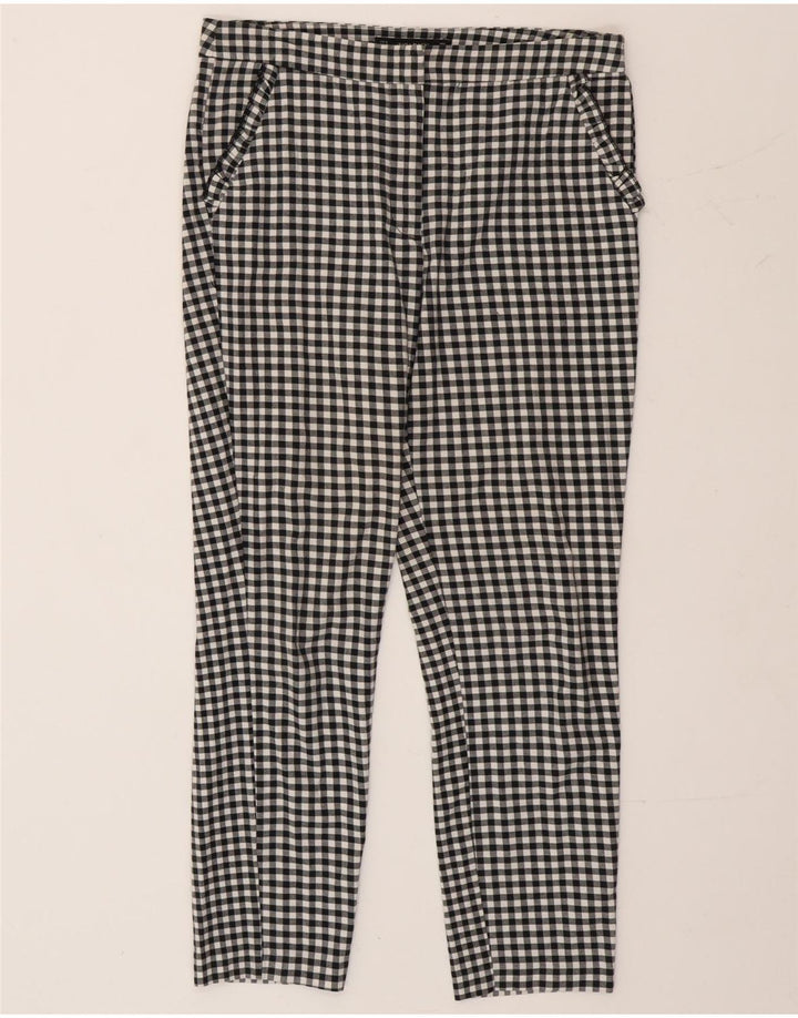 Zara ženske uske chino hlače srednje veličine W30 L26 crni gingham