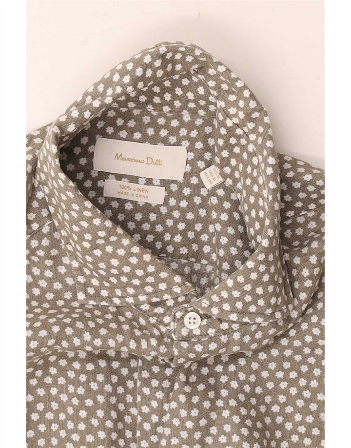 Massimo Dutti muška košulja XL sivi cvjetni lan