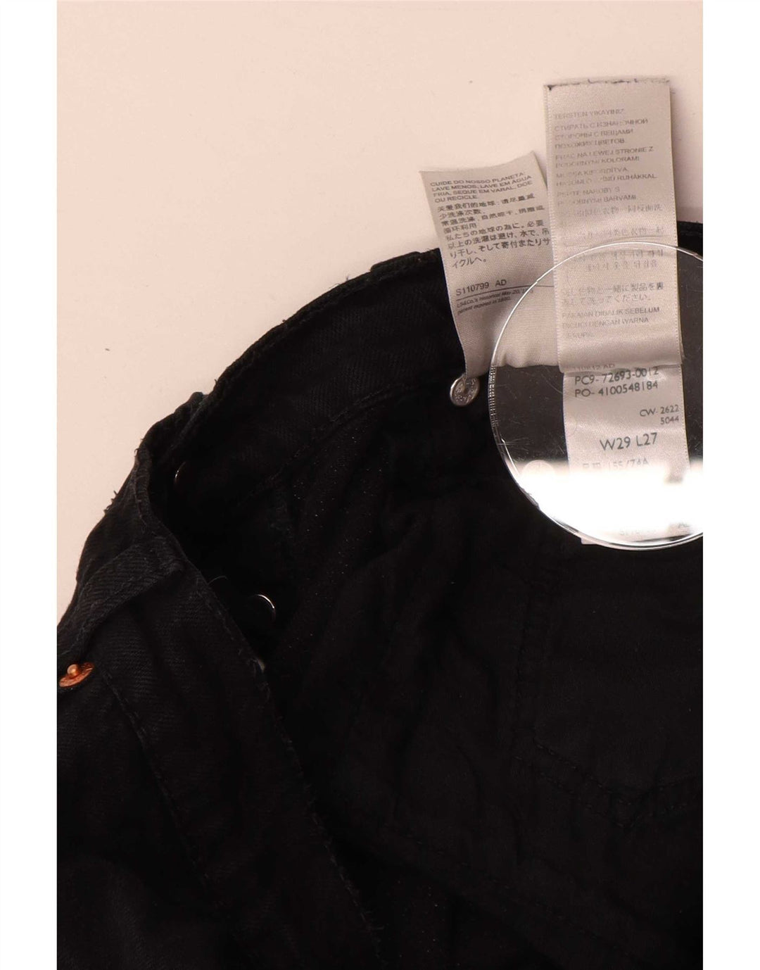 Levi's ženske ravne traperice s prsnim košem W29 L27 crni pamuk