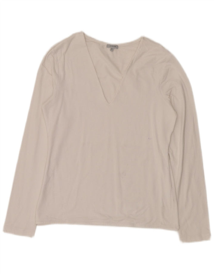 JIGSAW Ženska majica dugih rukava UK 12 Srednje bijeli pamuk