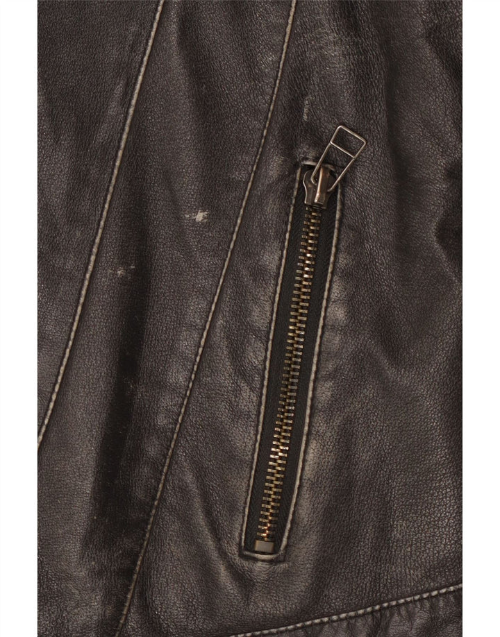 Vintage muška biciklistička kožna jakna UK 42 XL crna koža
