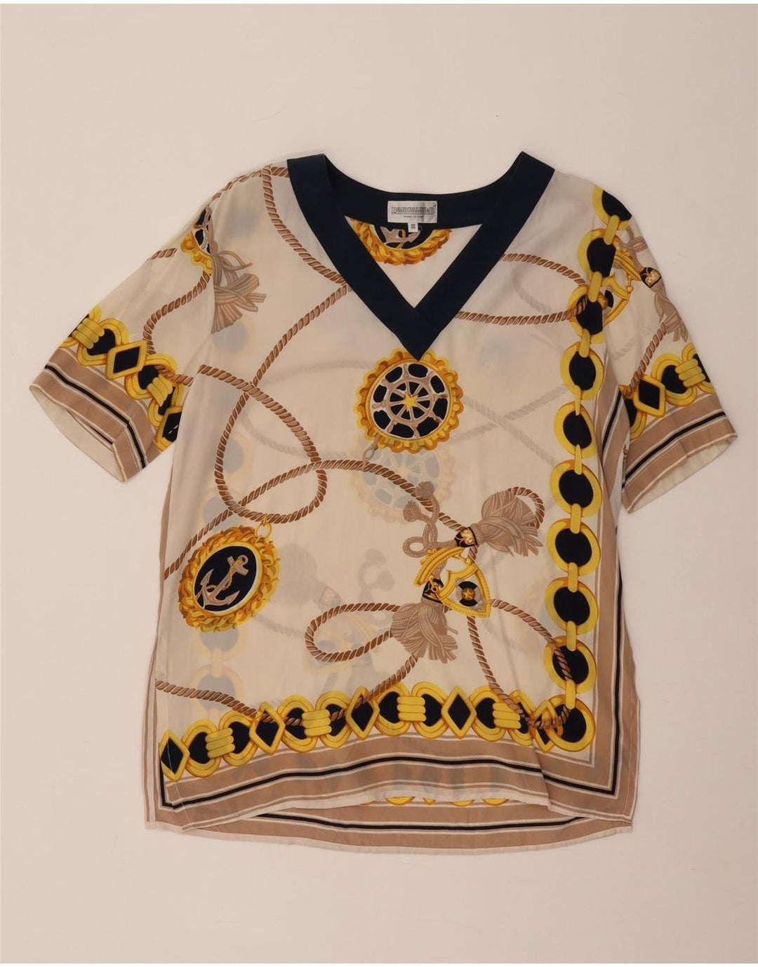 Pancaldi & B gornji dio ženske bluze s apstraktnim uzorkom UK 12 srednje bijele boje