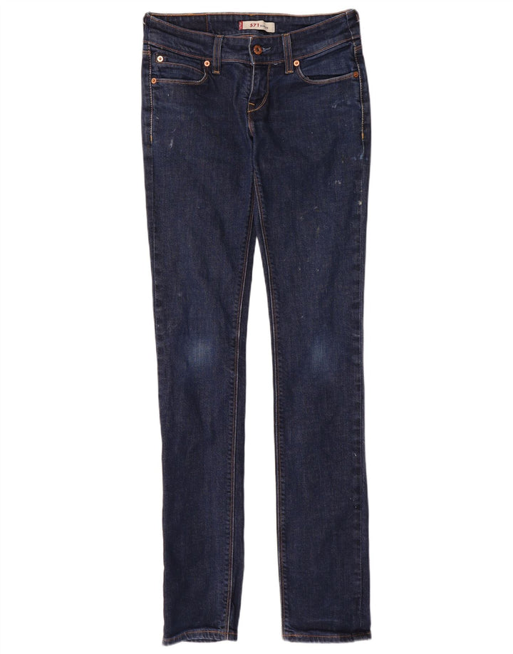 LEVI'S Womens 571 Slim Jeans W28 L36 Navy Blue Cotton