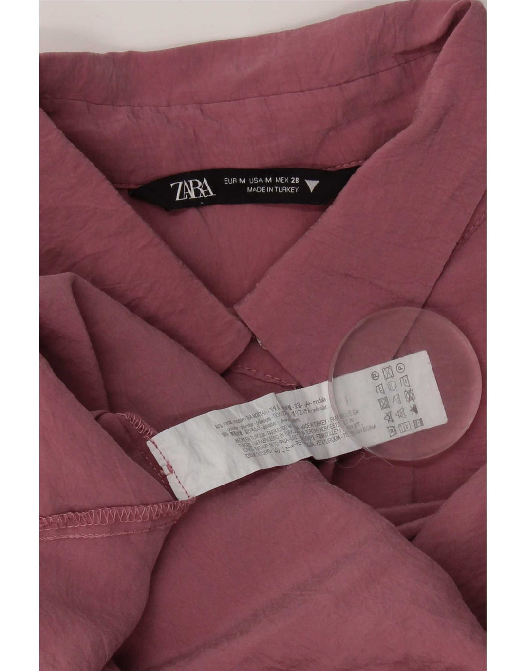 Zara ženska dugačka prevelika košulja bluza UK 14 srednje ružičasti modal