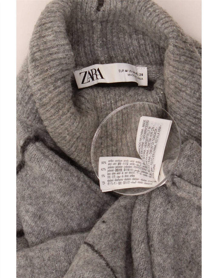 Zara ženski pulover s rol izrezom UK 14 srednje sivi akril