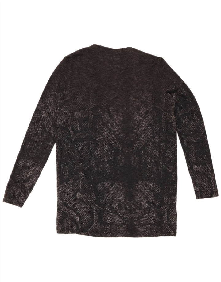 DESIGUAL ženski otvoreni kardigan pulover UK 12 Srednje sivi životinjski print