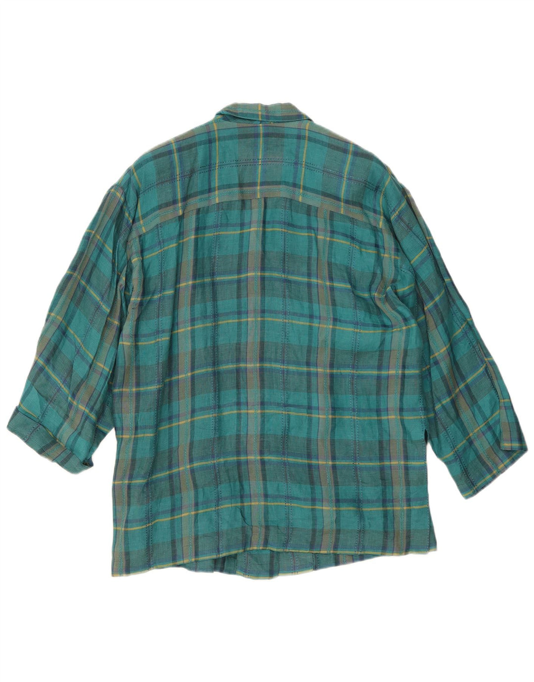 Vintage ženski sako s 3 gumba EU 44 XL plavi karirani