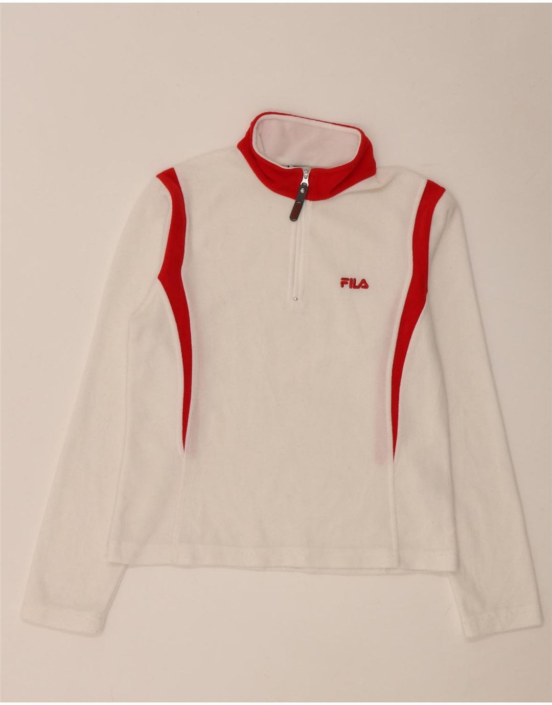 Fila ženska majica s dugim rukavima i izrezom s patentnim zatvaračem UK 8, mali bijeli poliester u boji