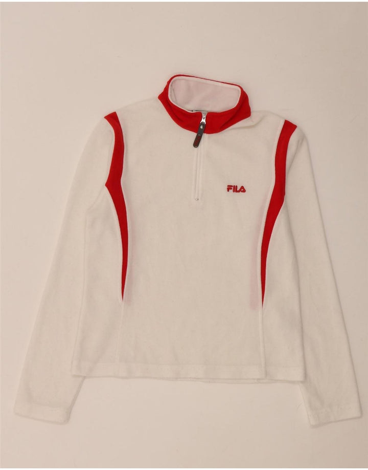 Fila ženska majica s dugim rukavima i izrezom s patentnim zatvaračem UK 8, mali bijeli poliester u boji