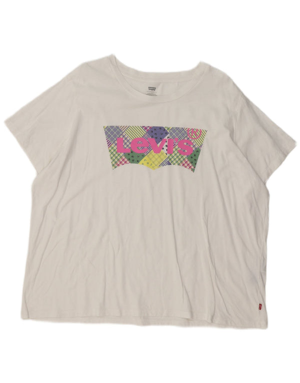 LEVI'S ženska majica kratkih rukava s grafičkim motivima UK 22 3XL bijeli pamuk