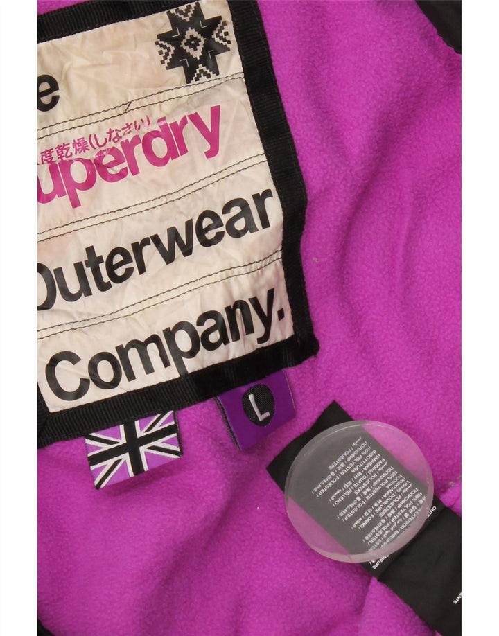 Superdry ženska podstavljena jakna s kapuljačom UK 40 veliki crni poliester