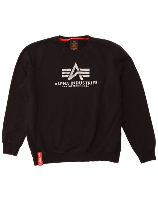 ALPHA INDUSTRIES Muški džemper s grafičkim motivima 2XL crni pamuk
