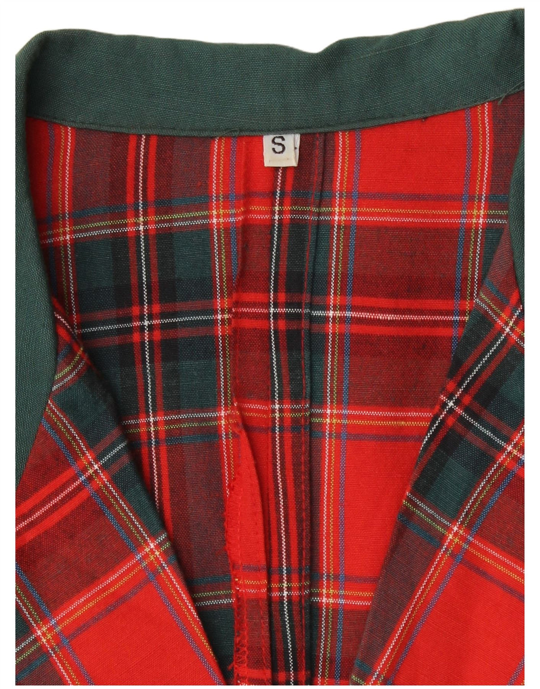 Vintage ženski sako kratkih rukava s 2 gumba UK 10 mali crveni karirani