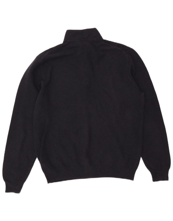 MASSIMO DUTTI Muški pulover s izrezom i patentnim zatvaračem 2XL tamnoplavi pamuk