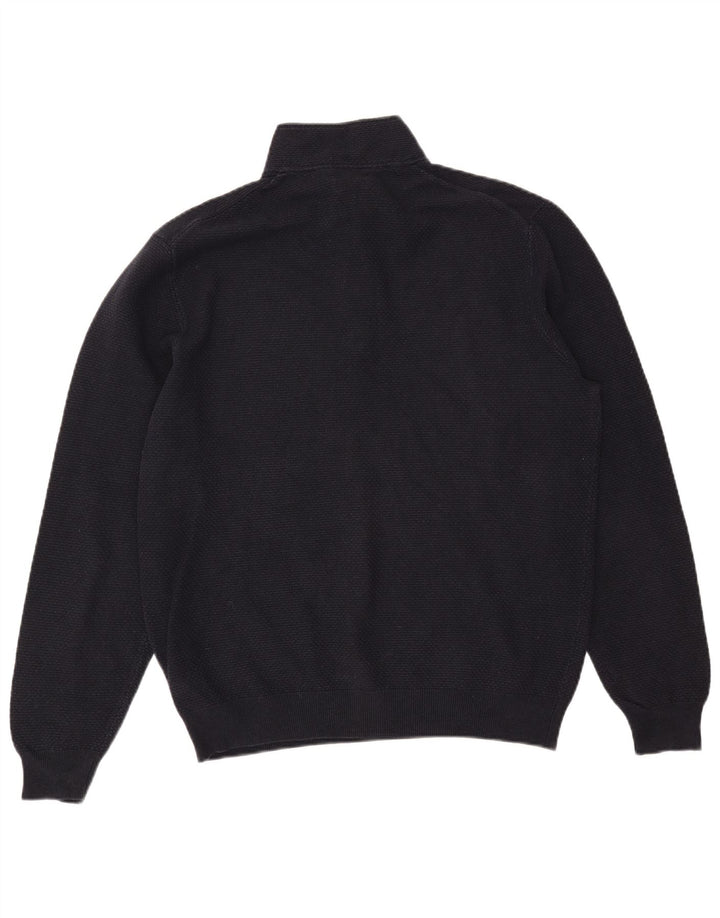 MASSIMO DUTTI Muški pulover s izrezom i patentnim zatvaračem 2XL tamnoplavi pamuk