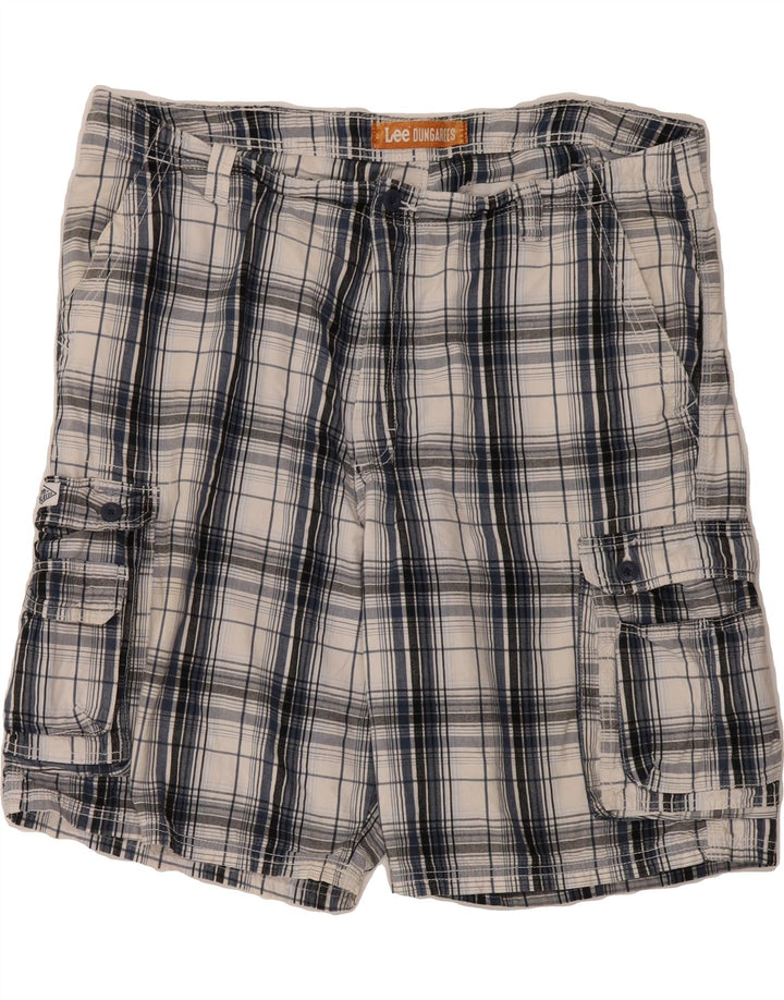LEE Mens Cargo Shorts W42 2XL Navy Blue Check Cotton Vintage Lee and Second-Hand Lee from Messina Hembry 